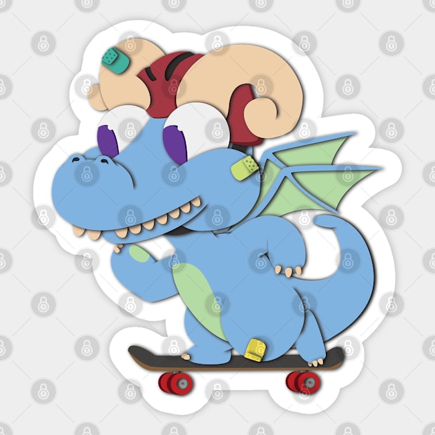 Skateboard Dragon Sticker by PaperStingRay